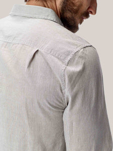 Grey Rinsed Fine Stripe One Pocket Shirt